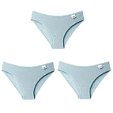 3PCS/Set Women's Panties Striped Cotton Underwear Solid Color Briefs Low-Rise Soft Panty Women Underpants Female