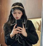 Women'S Black Tweed 2pcs Set Autumn Korean Round Neck Long-Sleeved Top Fashion Suits With Long Skirt 2021 Y2k High-Waisted