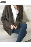 cartoon pattern knitted cardigan sweaters women's 2023 new V-neck fashion trend all-match plus size casual loose