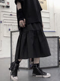 Black Gothic Skirt Women Summer Harajuku Mid-Calf Solid Skirt High Street A-LINE White Casual Female Streetwear