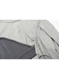 Long Sleeve Hoodless Hoodies Women 2023 Autumn Patchwork Fake Two-Piece Sling Design Oversize Sweatshirt Pullover