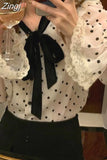 Polka Dot Chiffon Shirt Women Vintage Blouse Spring Summer Ladies Shirts Elegant Modis Tops Blusas Mujer De Moda