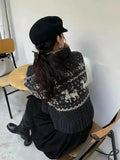 Buttoned Retro Printed Cardigan- Outfit