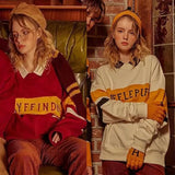 Style Stripe uniform harr Embroidery cartoon men Female Sweatshirt Hoodies Woman Tracksuit Kpop