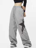 Star Patch Baggy Gray Sweatpants-Outfit