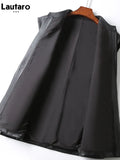 Spring Autumn Black Soft Pu Leather Vest Luxury Brand with Belt Luxury Elegant Office Sleeveless Jackets for Women