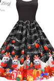 Music Note Print Women Party Dress Summer Spaghetti Strap Black Slim Vintage A-line Robe Valentine's