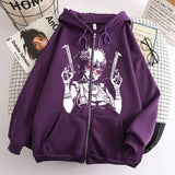 Anime Harajuku Hoodie Women Kpop Y2k Clothes Oversized Sweatshirt Genshin Impact Sweater Zip Up Man Demon Slayer