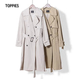 Long Trench Coat 100% cotton Loose Oversized Women's Trench Coat Double-Breasted Belted Lady Cloak Windbreaker