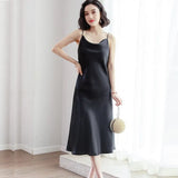 Women Solid Spaghetti Straps Backless Sleeveless Sexy Dresses Bottom Length Ladies Casual Dress Ne'w Summer Party