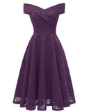 Elegant Summer Women Lace Tunic Midi Dress Slash Neck Short Sleeve Knee Pure Solid Black Red Knee Length A Line Party