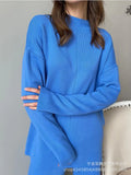 Hot Sales Solid-Color Suit Women Irregular Open Fork Top + Wide Leg Pants Leisure Loose