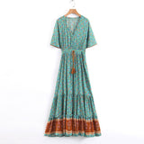 Summer Maxi Boho Dress Women Tassel Bohemian Long Party Dress Ladies Viscose Floral Print Beach Dress For