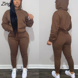 Autumn Gray 2 Two Piece Sets Tracksuit Womens Outfits Black Fleece Hoodies Pants Sets Suits Ladies Sweatsuit For