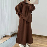 2025 New Middle Eastern Women's Long-Sleeved Hooded Loose Coat Skirt Casual