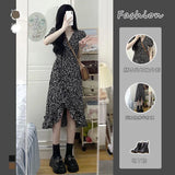 Zingj Break French Black Floral Dress Female Summer 2024 New Small Feeling Chiffon Temperament Dress-Outfit