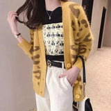 Women Winter Knit Sweater Coat V Neck Sheep Cardigans Christmas Sweaters Warm Knitted Sueter Mujer Loose Long Sleeve