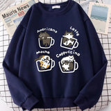 Coffee Cute Kitten Print Oversized SweatshirtOutfit