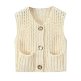 Autumn Street Shirt Fashion Cute Crochet Wool Vest Knitted Thick Knitted Vest Women's