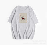 New Cotton Short-Sleeved Top Small Print Collar T-Shirt Loose Soft Ins Women's