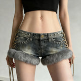 Vintage Wash To Make Old Irregularly Collared Denim Jacket Babes Personality Folded Super Short