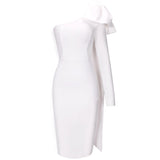 Runway Fashion Bownot Red Bandage Dress 2020 Fall Winter Women Sexy One Shoulder Bandage Dress Bodycon Club Party