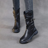 Martin Boots Flat Bottom Middle Knight Boots New Vintage V-Port Side Zipper Slim Single