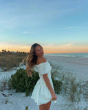 Off Shoulder Pleated Mini Dress-Outfit