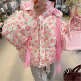 Pink Floral Puffer Jacket- Outfit