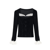 velvet blouse women's autumn Shirts Blusas Top Plus Size Blouse Femme Button Down Shirt
