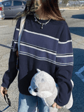 Patchwork Striped Knit Sweater- Outfit
