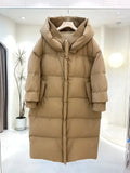 Down Jacket Women Hooded Coat 2023 Winter New Loose Girls' Jacket Thick Windbreak 90 white duck Down