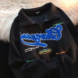Waffle Cotton American Style Letter Embroidery Sweatshirt Hoodie POLO Shirt Streetwear Women Girl Student Winter