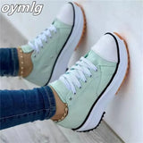 Spring and Autumn New Canvas Shoes Lace Up Thick Bottom Large Size Muffin Bottom Low Top Comfortable Casual