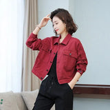 Jacket Women Casual Loose Short Female Coats Basic Ladies Top Turn-down Neck Cotton Loose Bomber Jacket Woman Denim