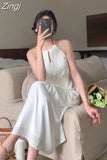 Solid Sleeveless Chiffon Dress for Women Elegant Female White Dresses Korean Fashion Vestidos Suspenders Summer 2023