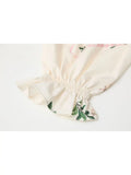 Style Fashion Women Botany Print Shirt Doll Collar Casual Long-Sleeved Women 2023 Autumn New Blouses Chiffon