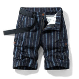 Vertical Pattern Beach Shorts 2021 Summer Pure Cotton Zipper Casual Pocket Regular Five-Point Pants Military Cargo