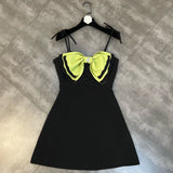 2022 Spring Long Sleeve Slim Blazer Bow Strapless High Waist Short Dress Women Two Piece Set
