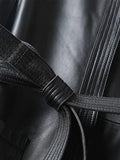 Spring Autumn Black Soft Pu Leather Vest Luxury Brand with Belt Luxury Elegant Office Sleeveless Jackets for Women