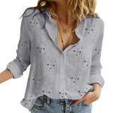 Women Casual Long Sleeve Cotton Linen Shirt Elegant Solid Cardigans Autumn Button Lapel Shirt Loose Oversized Blouse
