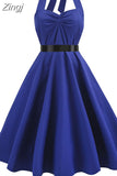 Dress Women 2023 Summer Sexy Polka Dot Print Halter Party Dresses Vestidos Robe Pin Up Rockabilly Y2K