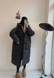 New Women's Winter Hooded Long Parkas With Pockets Thick White Duck Down Jacket Loose Warm Puffer Coat