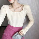 casual autumn winter slim Sweater pullovers women long sleeve basic knit top female casual o-neck basic ribbed