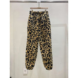 Brown Leopard Flannel Sweatpants Women Fashion Streetwear Winter Y2k Pants Loose Joggers Korean Kawaii Trousers