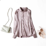 Women's Shirt Solid Blouse Loose Soft Long Sleeve Officie Ladies Top Temperament Satin Shirt Spring Autumn