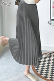 Women's Maxi Winter Skirt A-line White High Quality Brown Vintage Long Pleated Skirt Midi Elastic Waist Elegant for Women