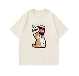 Cartoon Kitten Print Oversized T-shirtOutfit