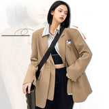 Autumn Design Temperament Suit Jacket Women Loose Black Blazer Khaki Tailored Coat Korean Office Lady Overwear