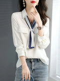 Elegant Fashion Lace Up Women Shirt Korean V Neck Long Sleeve Sweet Pullovers Casual Loose Female Tops Spring Chic